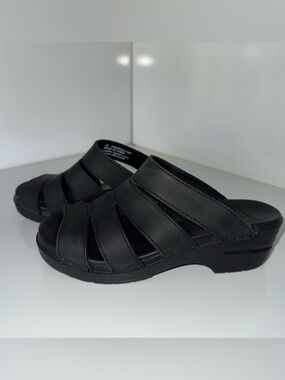 Dansko Monika Black Leather Slide Sandals size 38